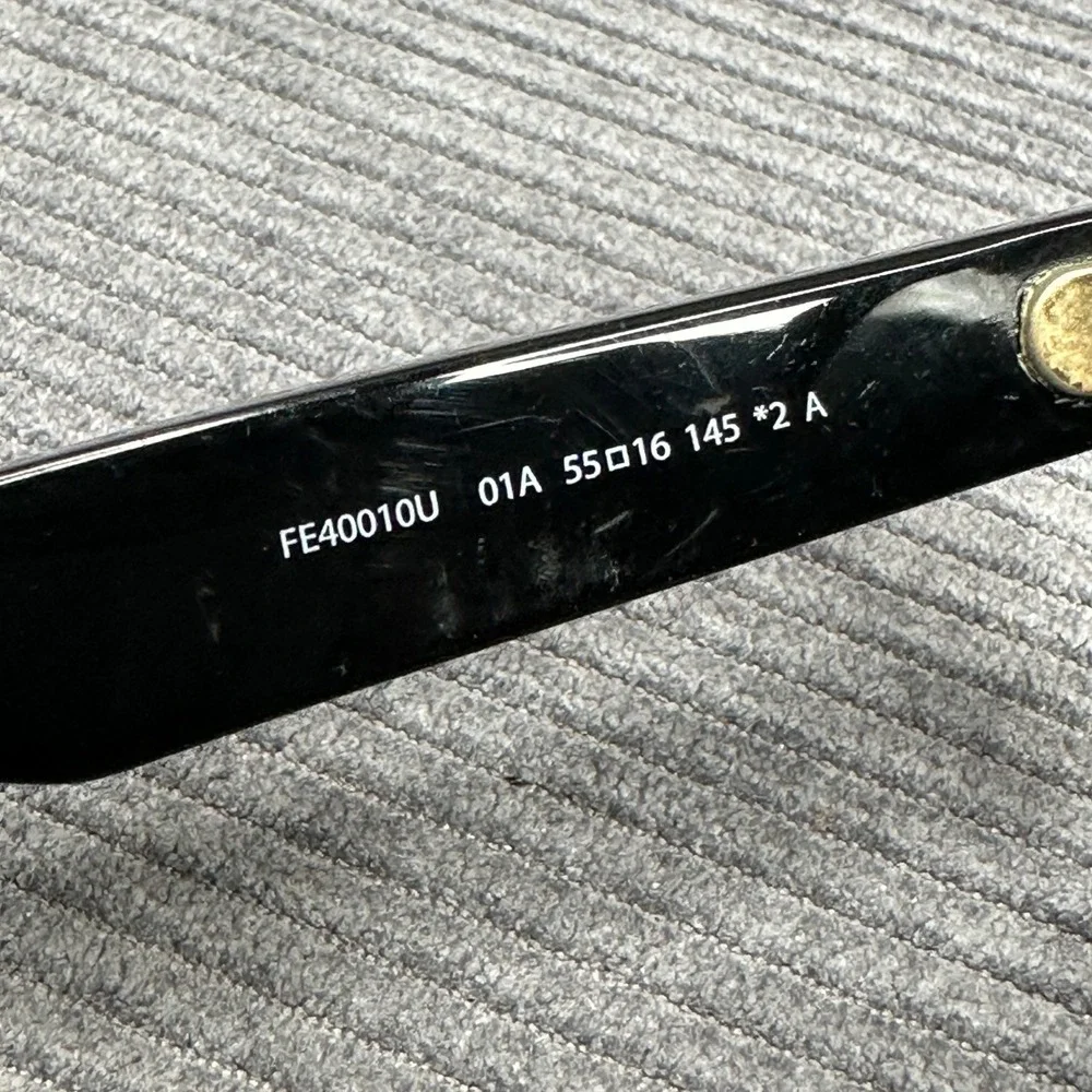 Fendi FE40010U 01A Black Cat Eye Sunglasses Made in Italy Dark Grey Lenses